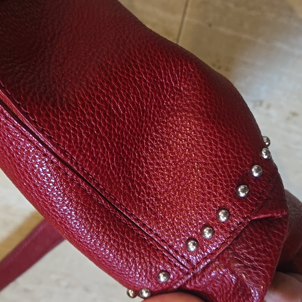 Brighton Andie Deep Burgundy Studded Pebbled Leather Shoulder Bag - Picture 5 of 16